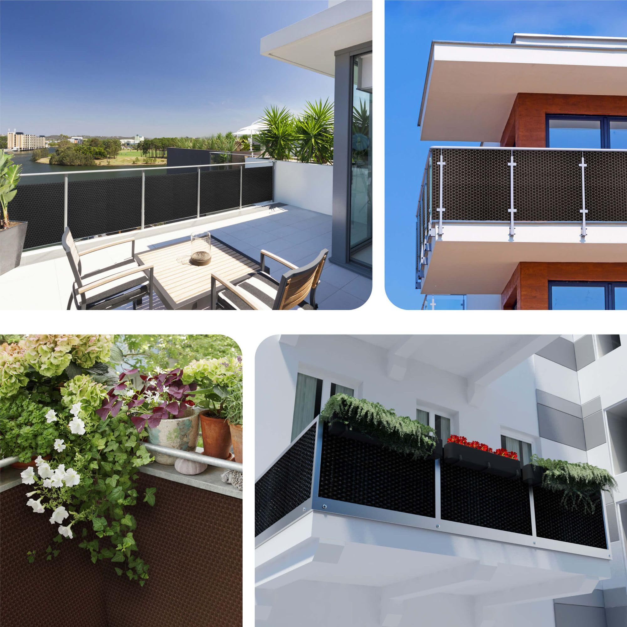 Estera de privacidad Efecto ratán 0,90 x 5m Marrón | Protección de privacidad para terraza, valla de jardín y balcón, resistente a la intemperie, incluye bridas para fijación