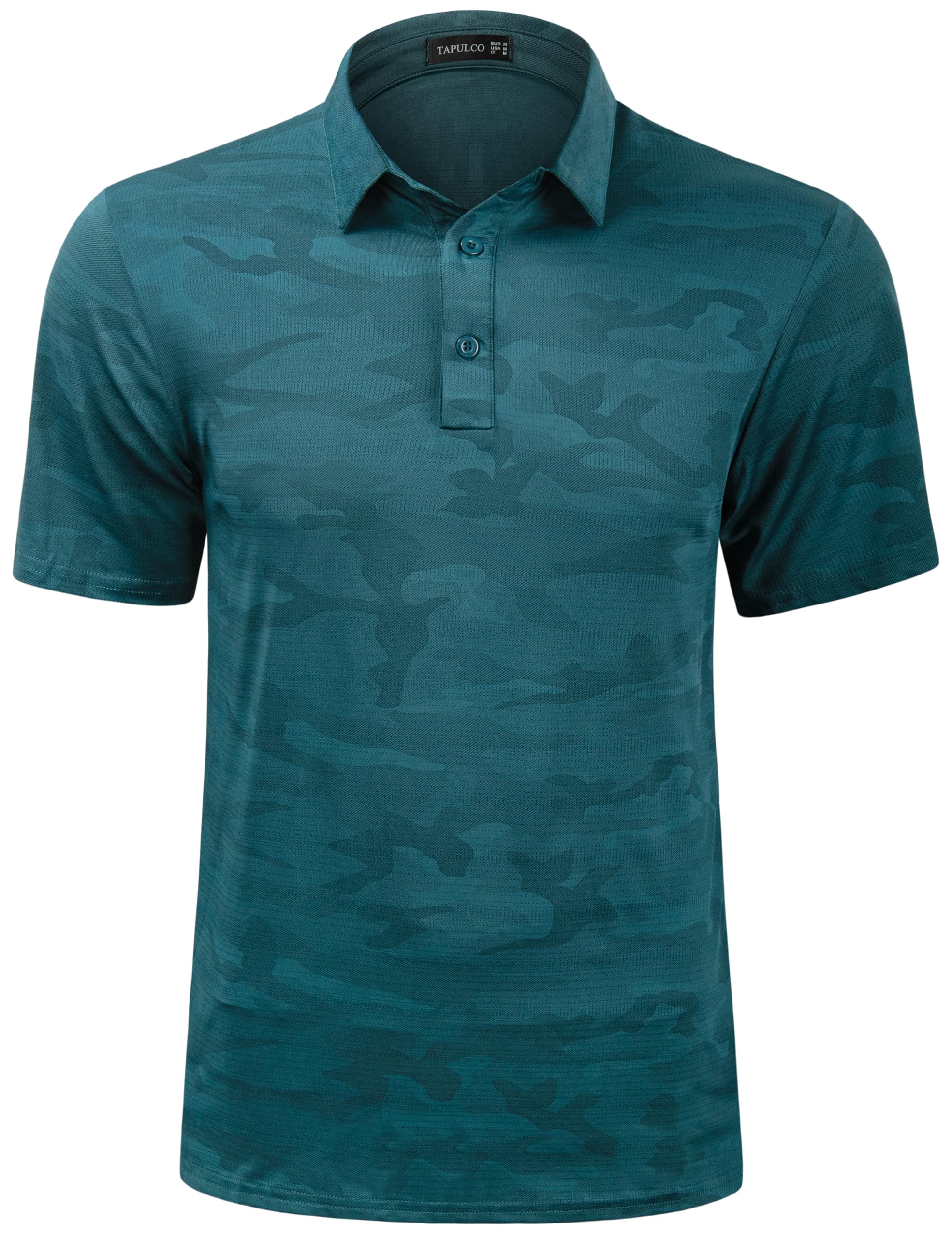 TAPULCO Mens Quick Dry Polo Shirts Camouflage Pattern Performance Athletic Lightweight Breathable Casual Golf Tshirts