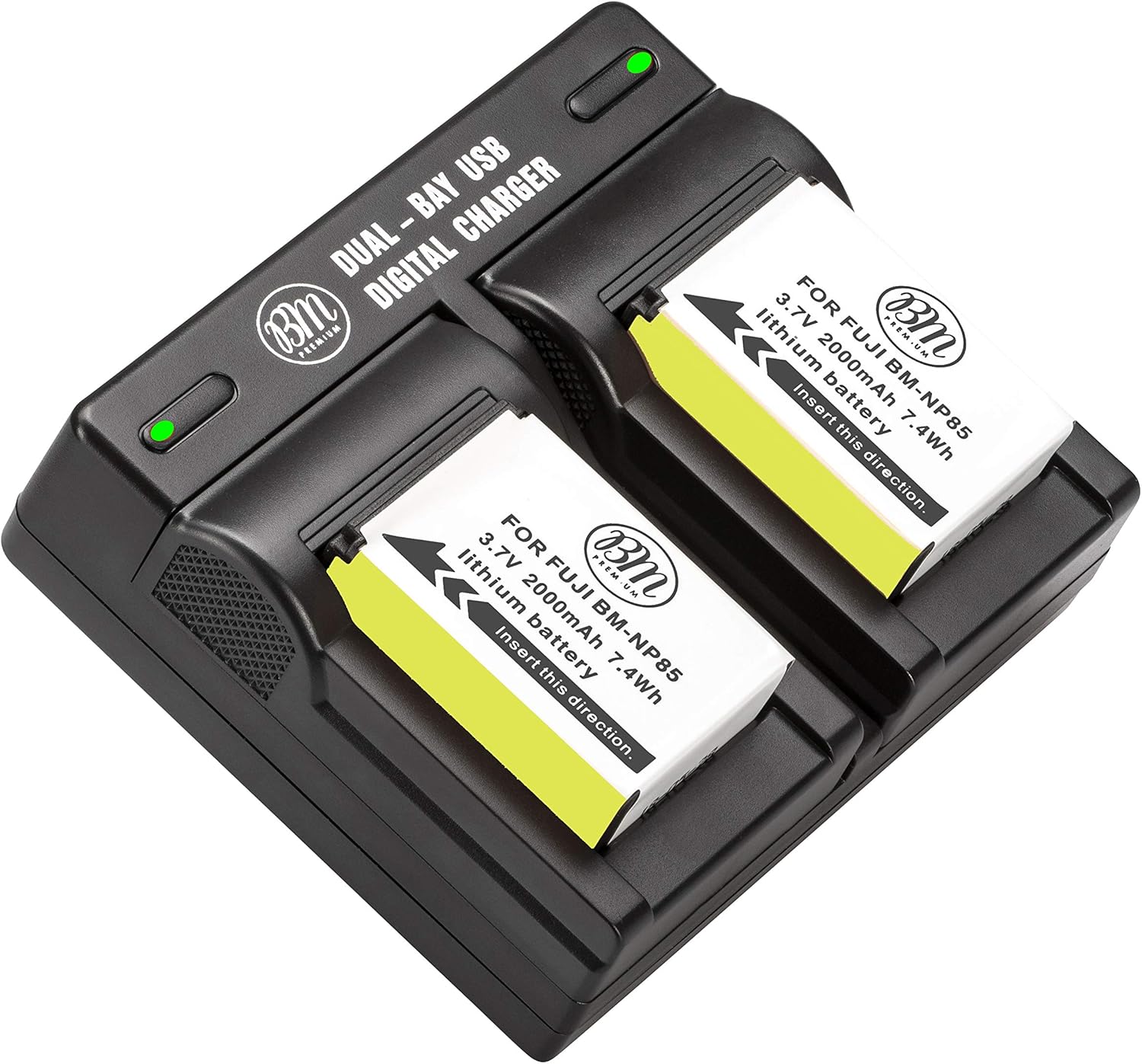 BM Premium 2-Pack of NP-85 Batteries and Dual Battery Charger Kit for FujiFilm FinePix S1 SL240 SL260 SL280 SL300 SL305 SL1000 Digital Camera