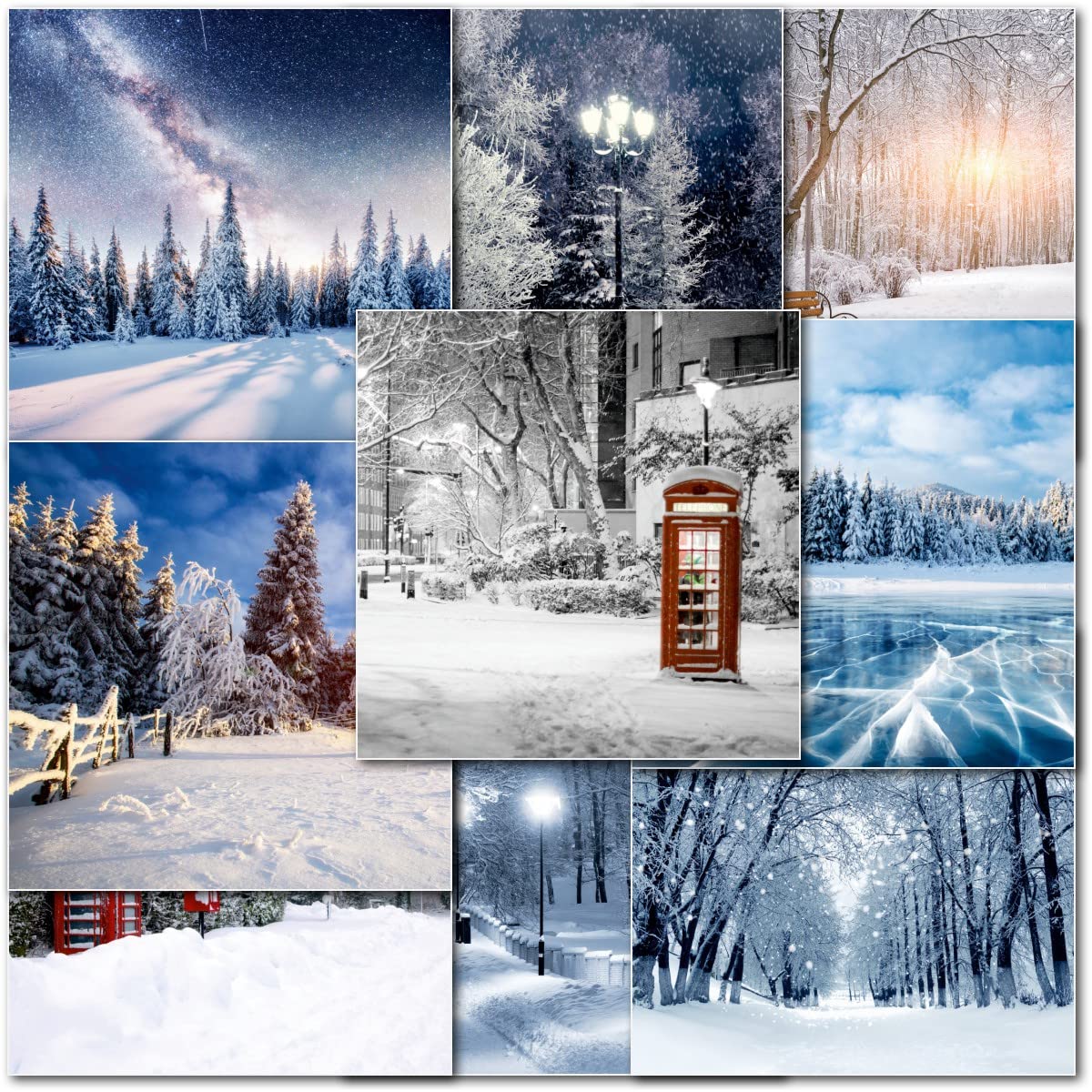 doodlecards Pack of 10 Mixed Winter Scenes Christmas Cards. Printed in UK, Premium Quality & 100% Recyclable.