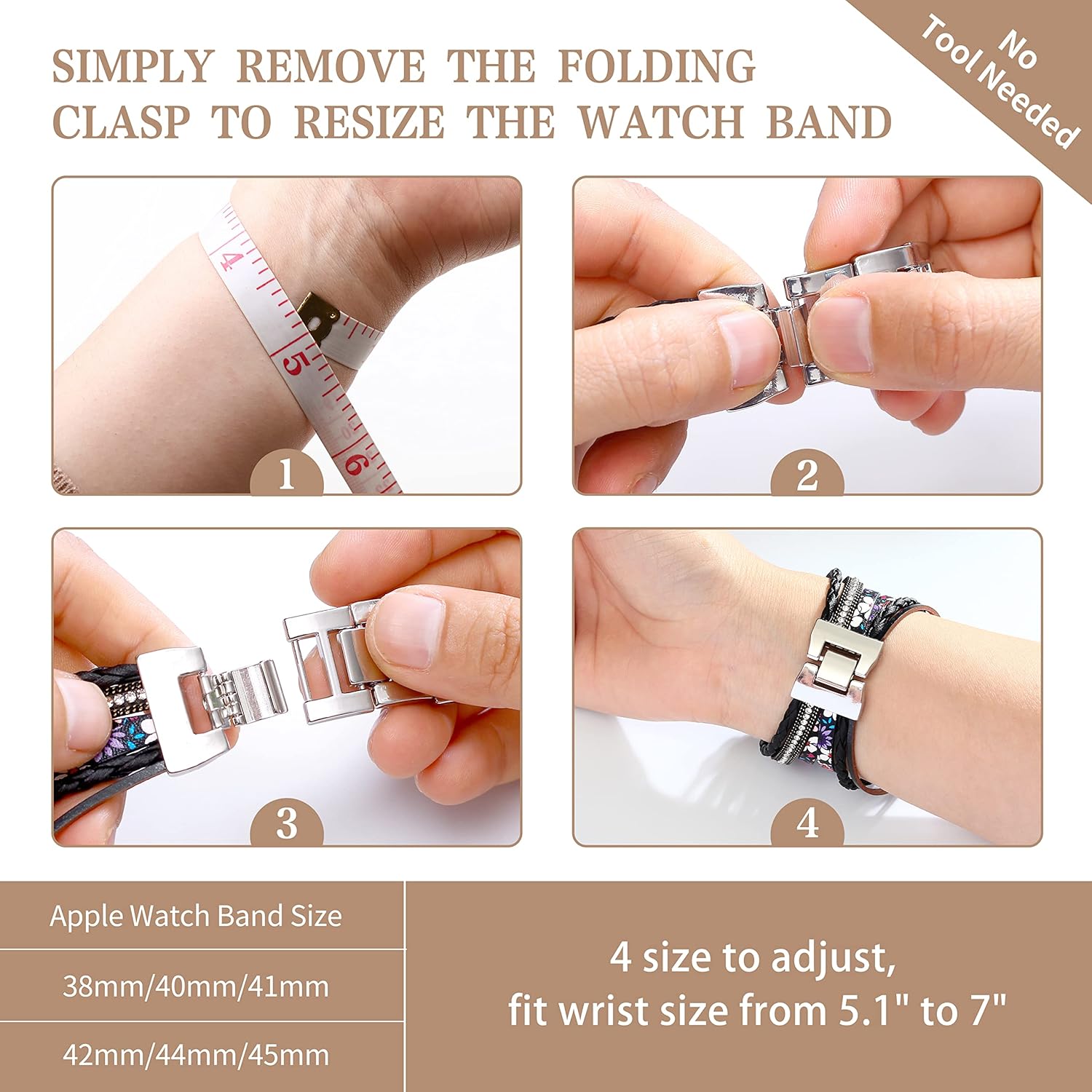 Boho Bracelet Compatible with Apple Watch Band 41mm 40mm 42mm 38mm 49mm 46mm 45mm 44mm Natural Stone Beaded iWatch Band Women Men Apple Watch Strap Ultra Series 11/10/9/8/7/6/5/4/3/2/1/SE 3/Ultra 3 - Image 3