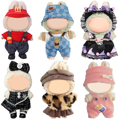 6 Pack Doll Clothes for 17 cm Doll, Exquisite Luxury Designer Outfits with Hats & Accessories, Cute Doll Clothing Set Suitable for Dress up Unique Style (No Dolls)