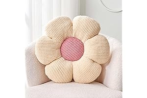 Flower Throw Pillow, Soft Ivory 14.9in Flower Pillow for Home Decor