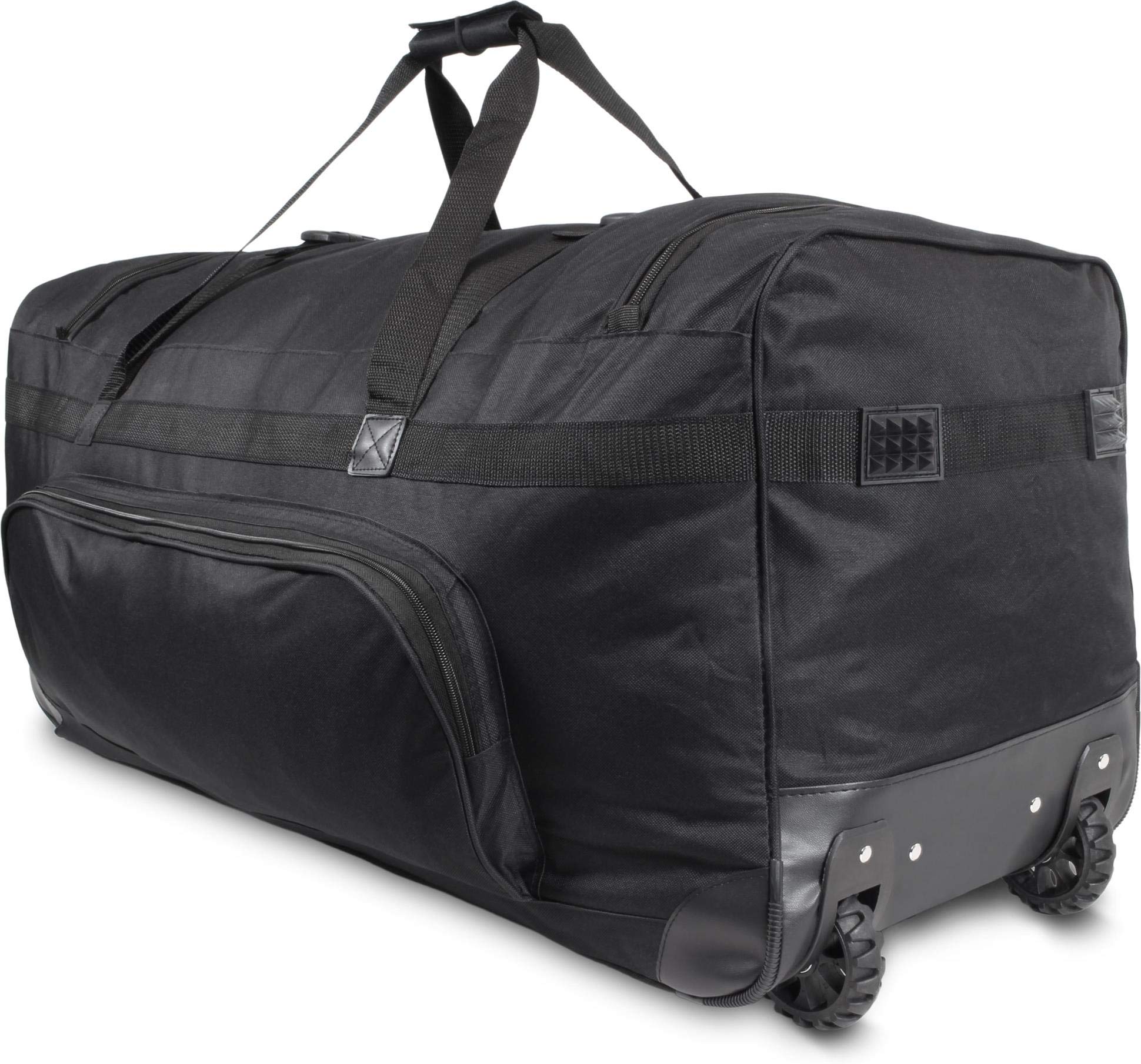 XXL 100 Liter Reisetasche mit Trolleyfunktion Trolleykoffer mit 2/3 Rollen und extra großem Hauptfach Schwarz / 100 Liter XXL