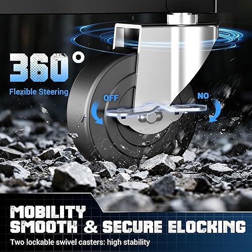 Miniatura 8 de SILVEL Cofre de herramientas con ruedas de 8 cajones, caja de herramientas montada con sistema de bloqueo automático, ruedas bloqueables, cajones