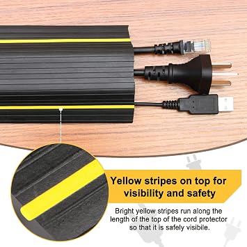 AGPTEK Heavy Duty Floor Cable Cover Cable Protector, 6.5 Ft Floor Cord Protector 3 Channels Floor Cord Cover (Mid Channel 0.93) Contains Cords, Cables and Wires, Good for Office, Home, or Outdoor