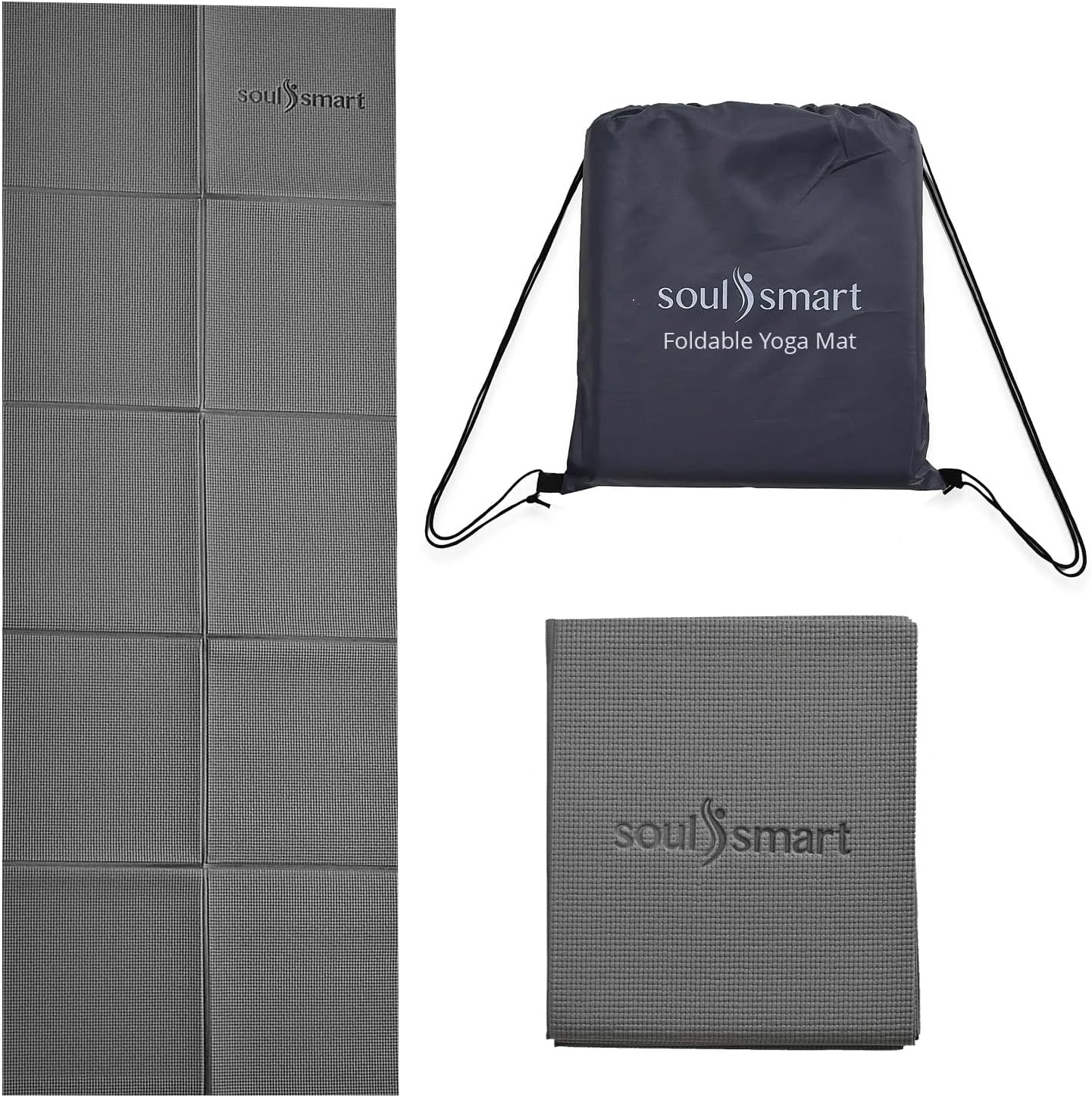 Foldable Travel Yoga Mat 6MM Non Slip Lightweight Portable Gym Mat Fitness Training Pilates Exercise Mat Indoor Outdoor Workout Yoga Mats for Women Men- 188 x 63 CM