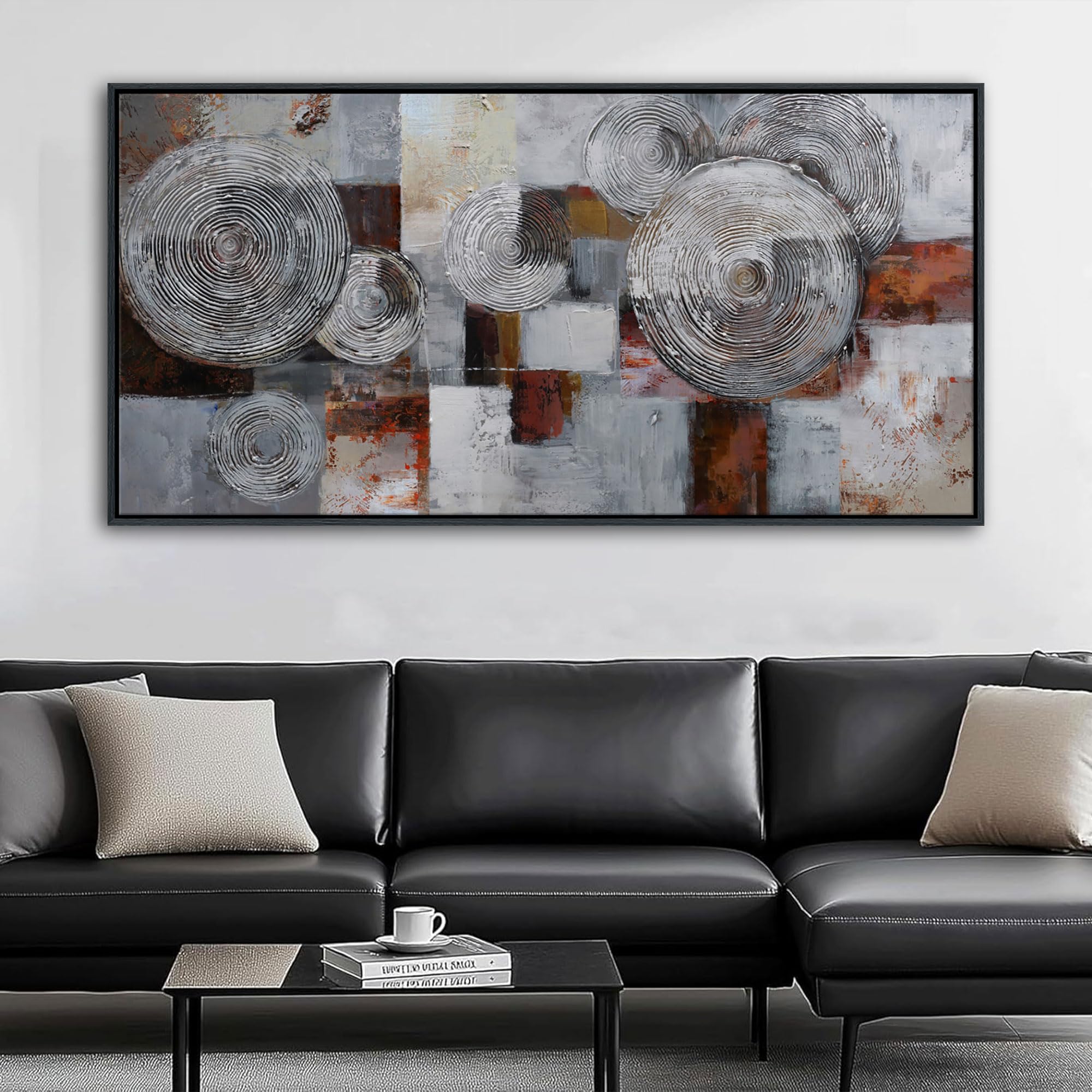 YCPRIMER Gray Abstract Ripple Canvas