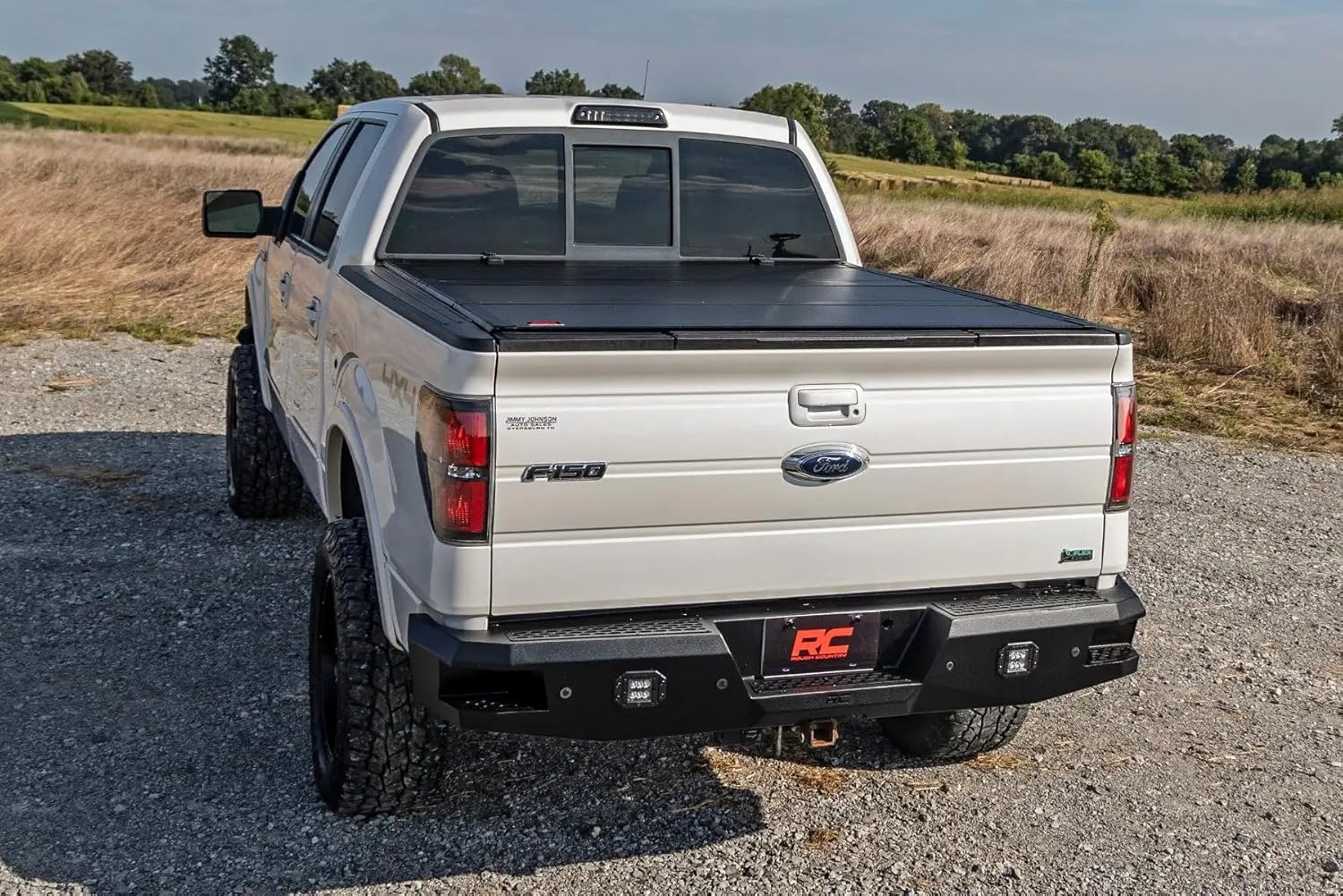 Rough Country Hard Tri-Fold Flip Up Truck Bed Tonneau Cover for Ford F-150 (2004-2014) - Fits 6'7" (78.8") Bed, All-Weather, Flush Aluminum Panels