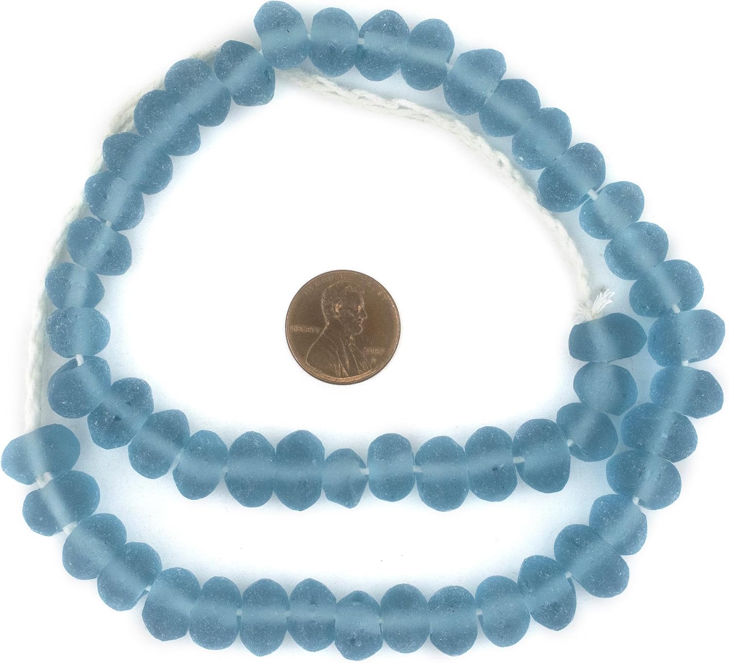 The Bead Chest Light Blue Rondelle Java Recycled Glass Beads (6x10mm)
