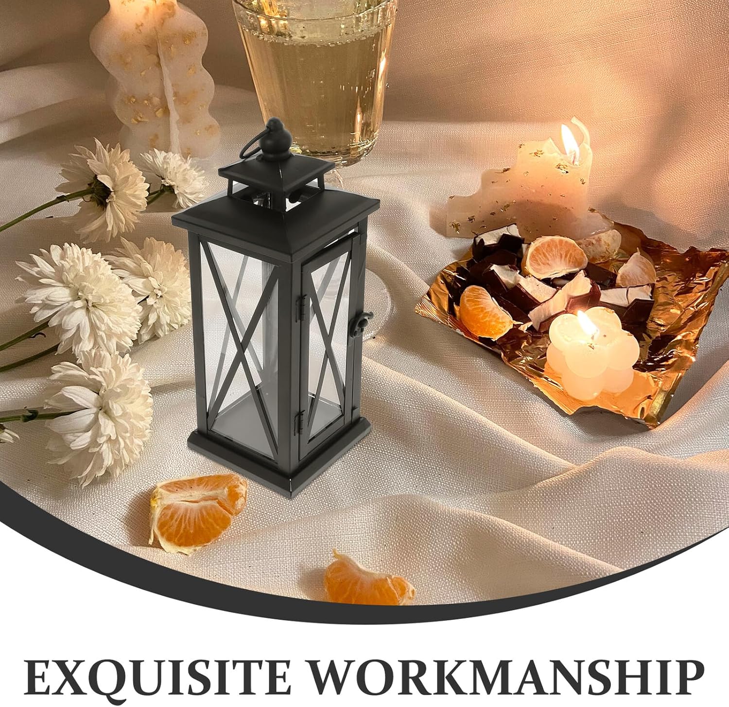 Retro Iron Candle Holder Storm Lantern Design, Compact Candlestick for Wedding Decor, Outdoor Windproof Candle Stand, Home Adornment Accent