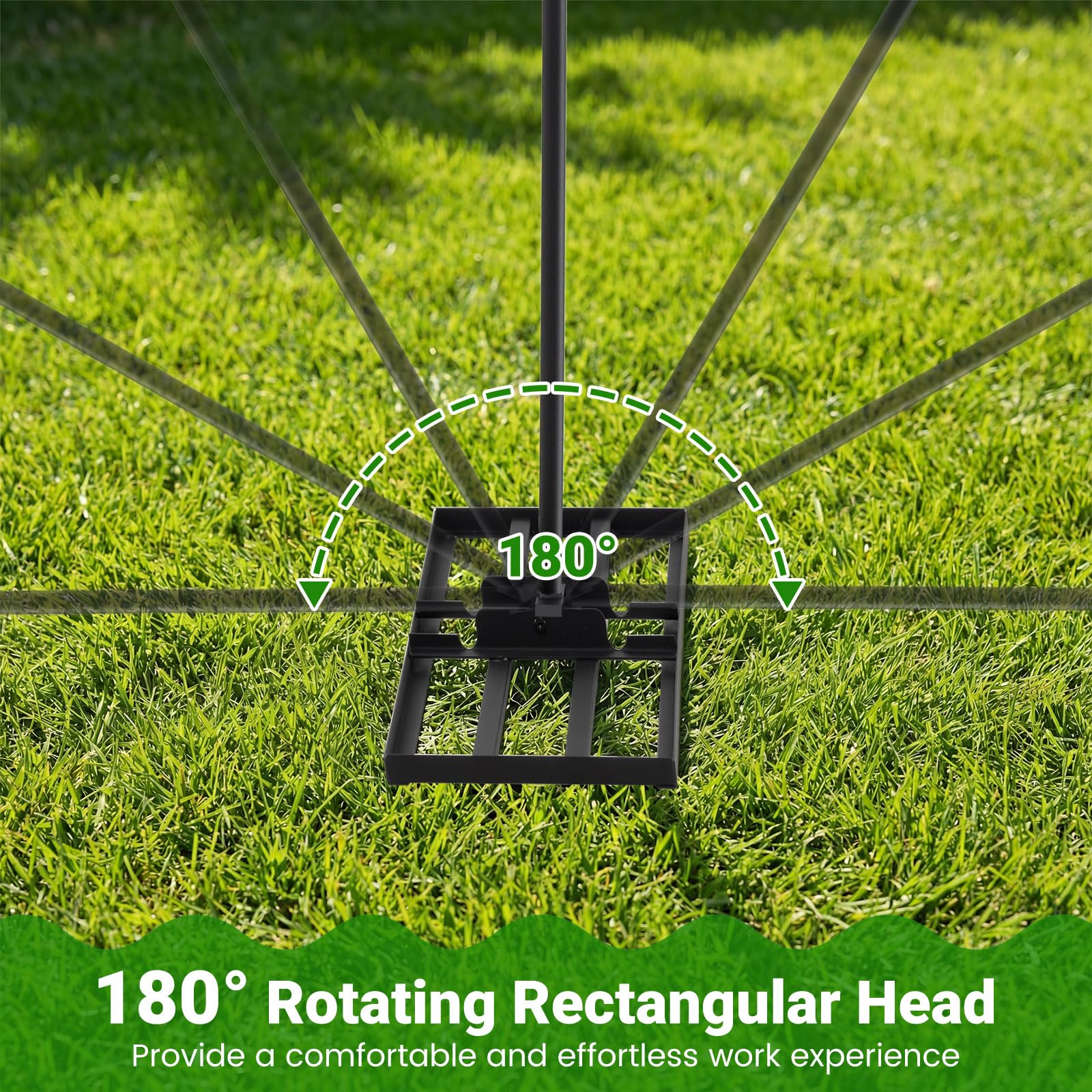 Rastrillo nivelador de césped de 30"/36"/42"/46" x 10", nivelador de césped de acero con recubrimiento en polvo con mango largo de 77", herramienta para nivelar el suelo en jardines, césped, campos