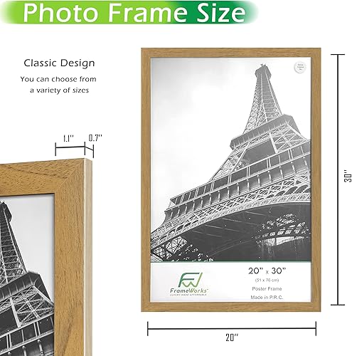 Vista 203 de FrameWorks Marco para póster de madera de 18 x 24 pulgadas, marcos clásicos de color negro mate con vidrio acrílico inastillable, fotos, pósters