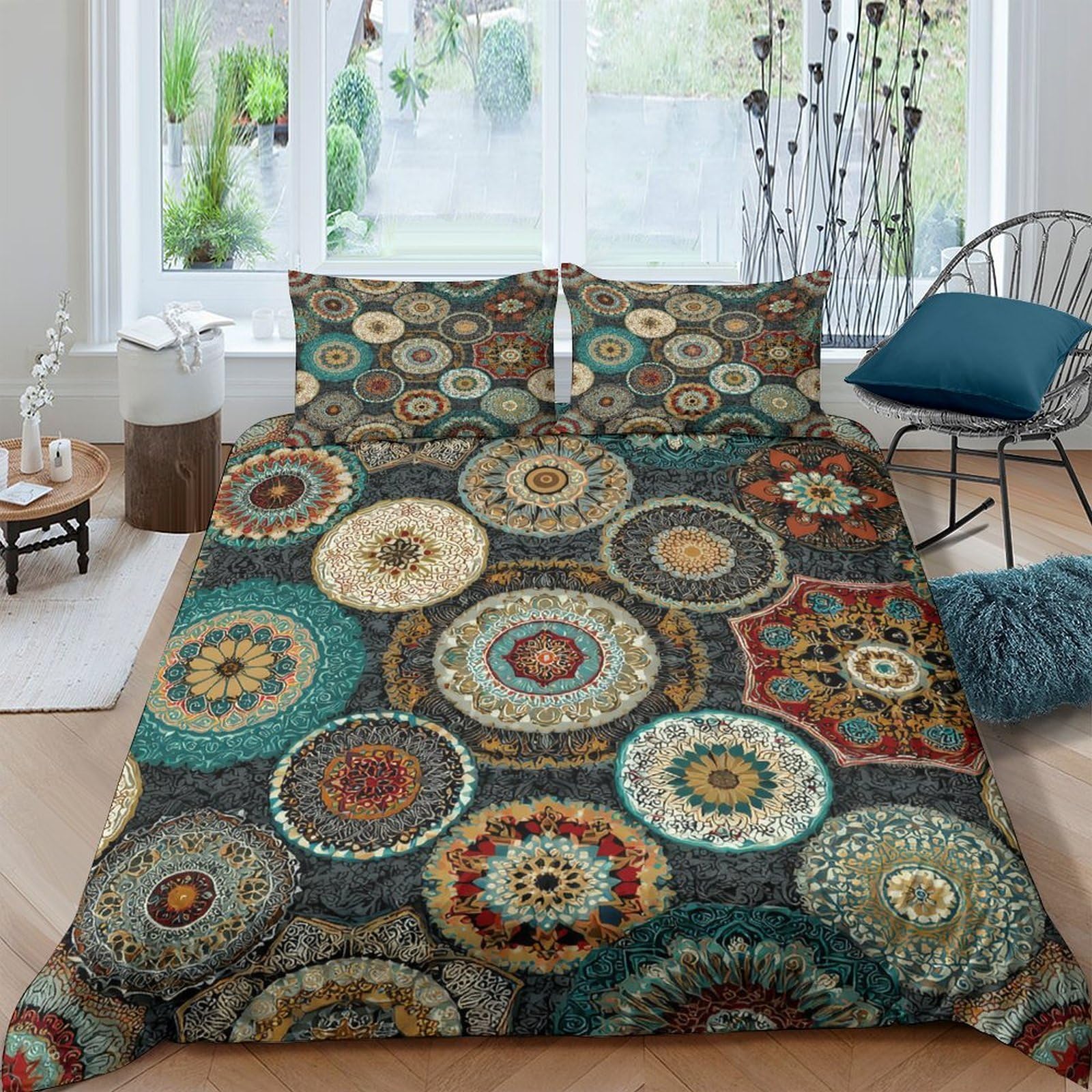 Linge de lit chic parure de couette 140x200 imprimé 3D bohème raffiné
