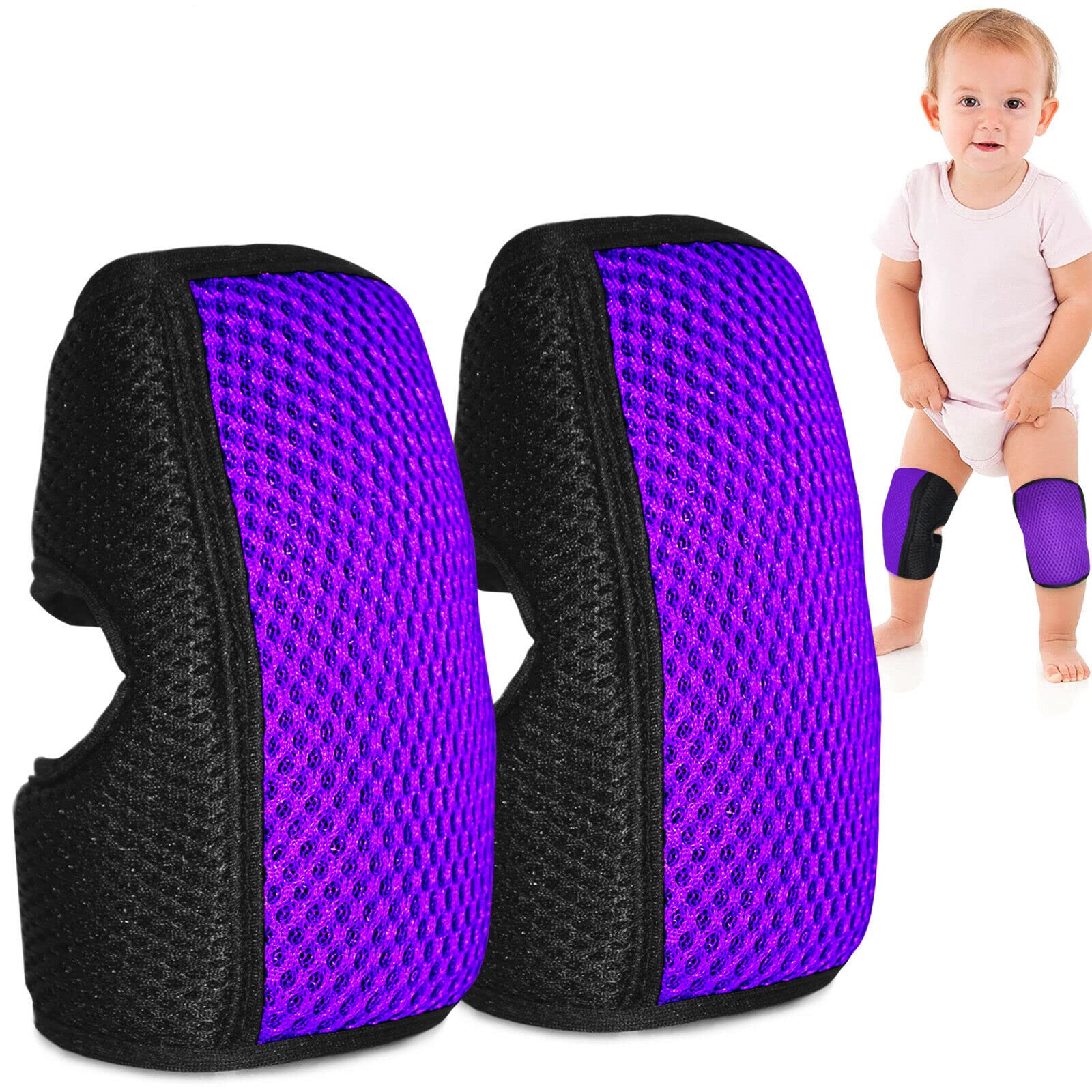 Baby Knee Pads for Crawling, Knee Pads for Baby Adjustable Protector for Toddler, Infant, Girl, Boy (Purple)