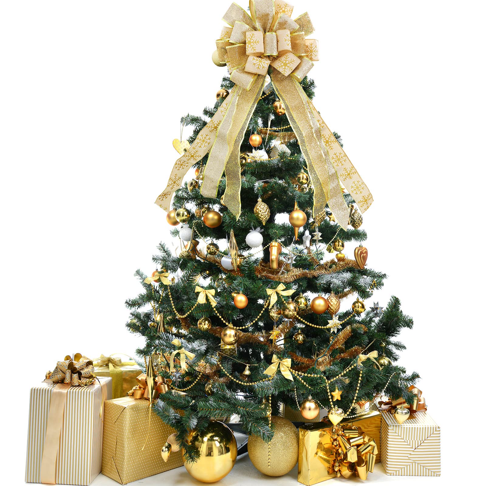 2 Nœuds à Paillettes Pour Sapin De Noël - Rouge, 25x30 Cm, Décoration Festive Brillante - 11