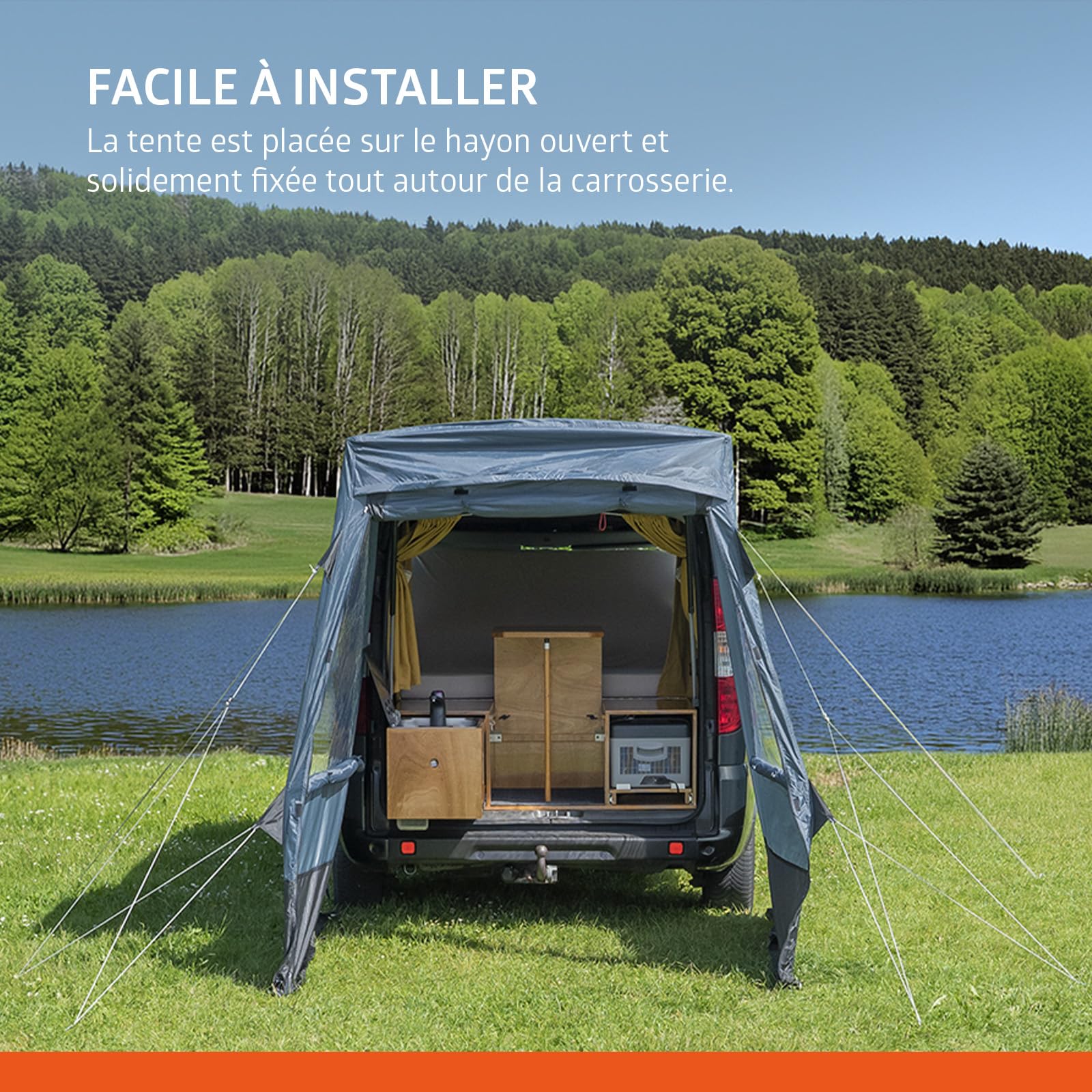 Campout Tente Hayon Voiture – Tente Coffre Camping – 3000 mm Étanche – Espace Abrité Supplémentaire – INCL. Poteaux d’Auvent – Hauteur 175–190 cm