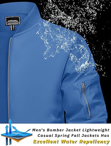 Miniatura 3 de TACVASEN Chaqueta bomber para hombre, ligera, casual, primavera, otoño, cortavientos, con cremallera y bolsillo