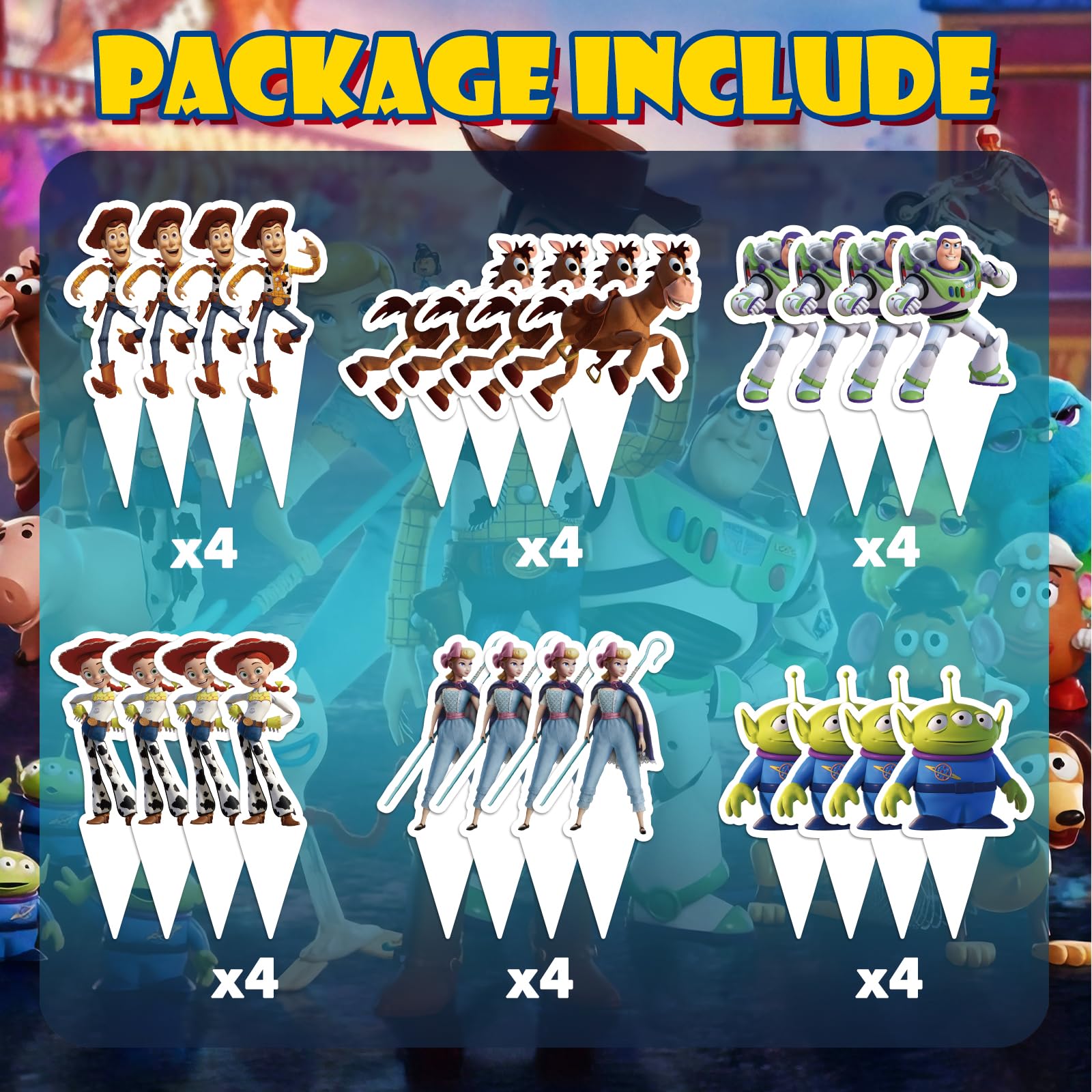 Toy Inspired Story Birthday Party Supplies, 24PCS Cupcake Toppers Decorations for Toy Inspired Story Party Supplies Decor