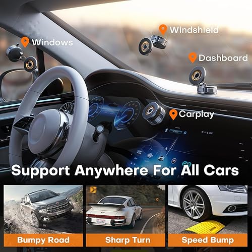 Miniatura 5 de Soporte de teléfono para automóvil, soporte magnético ajustable de 360 para automóvil, soporte de teléfono plegable con ventosa, soporte de teléfono