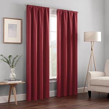 ECLIPSE Kendall Modern Blackout Thermal Rod Pocket Window Curtain for Bedroom or Living Room 1 Panel, 42" x 84", Ruby
