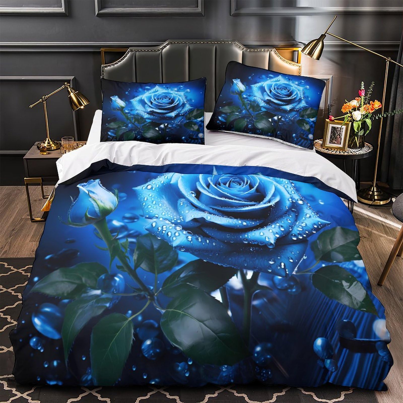 Parure de lit microfibre hypoallergique résistante housse de couette 220x240cm King