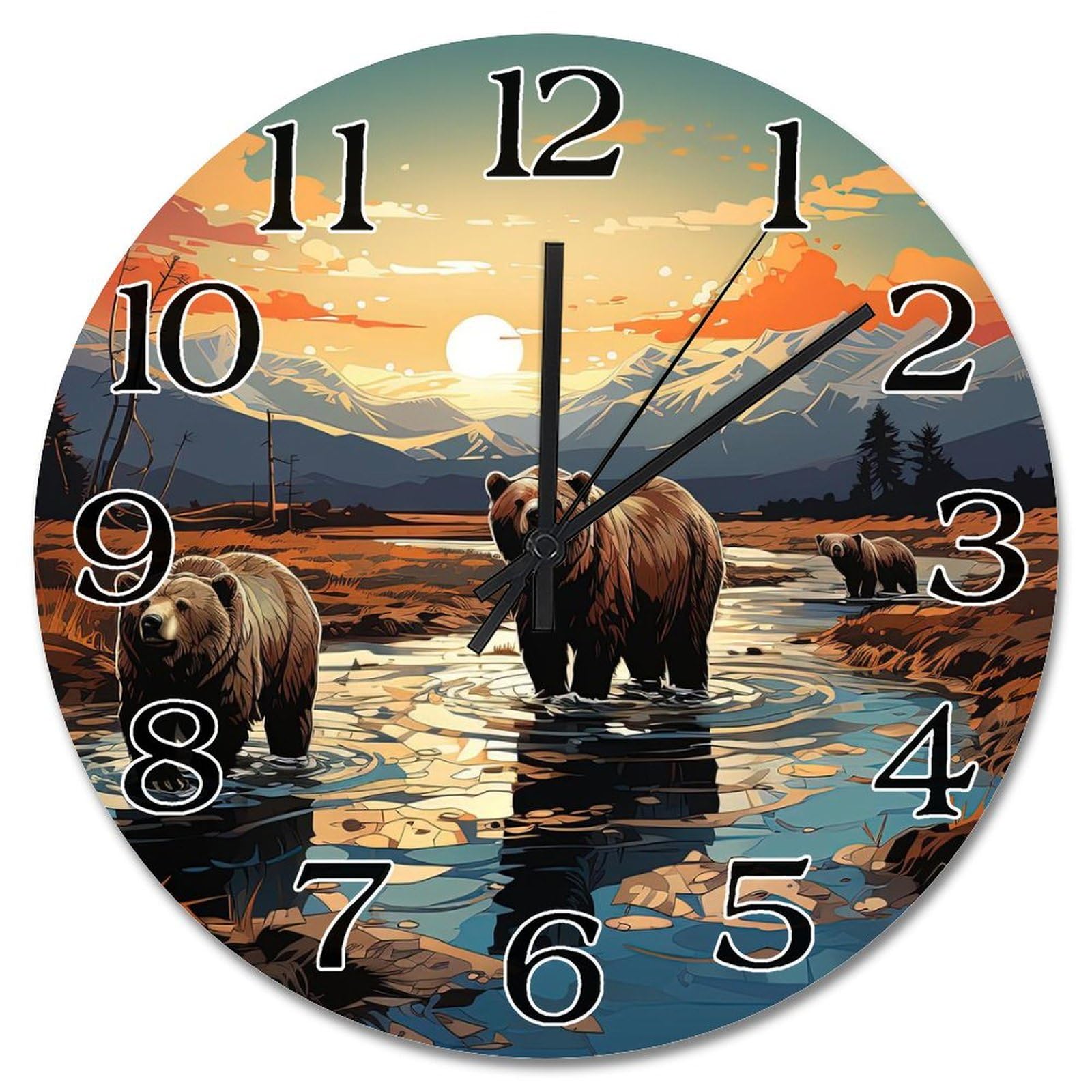 Horloge murale en bois Katmai de 38 cm pour decoration de bureau et cuisine