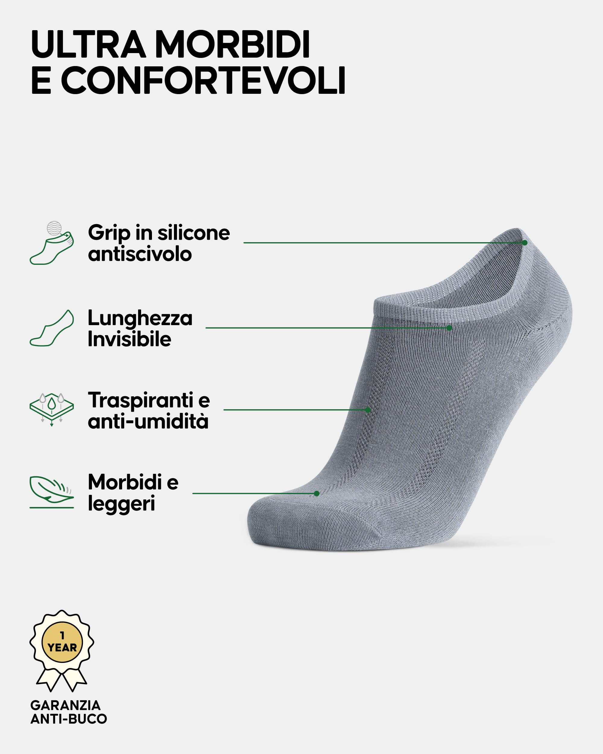 DANISH ENDURANCE Fantasmini Uomo Donna in Bamboo, Calzini Corti Estivi, Traspiranti e Ultra Morbidi, Unisex, 6 Paia