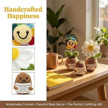 Self Encourage Crocheting Pot Plant Dolls,3 Pack Handmade Crochet Doll Gift