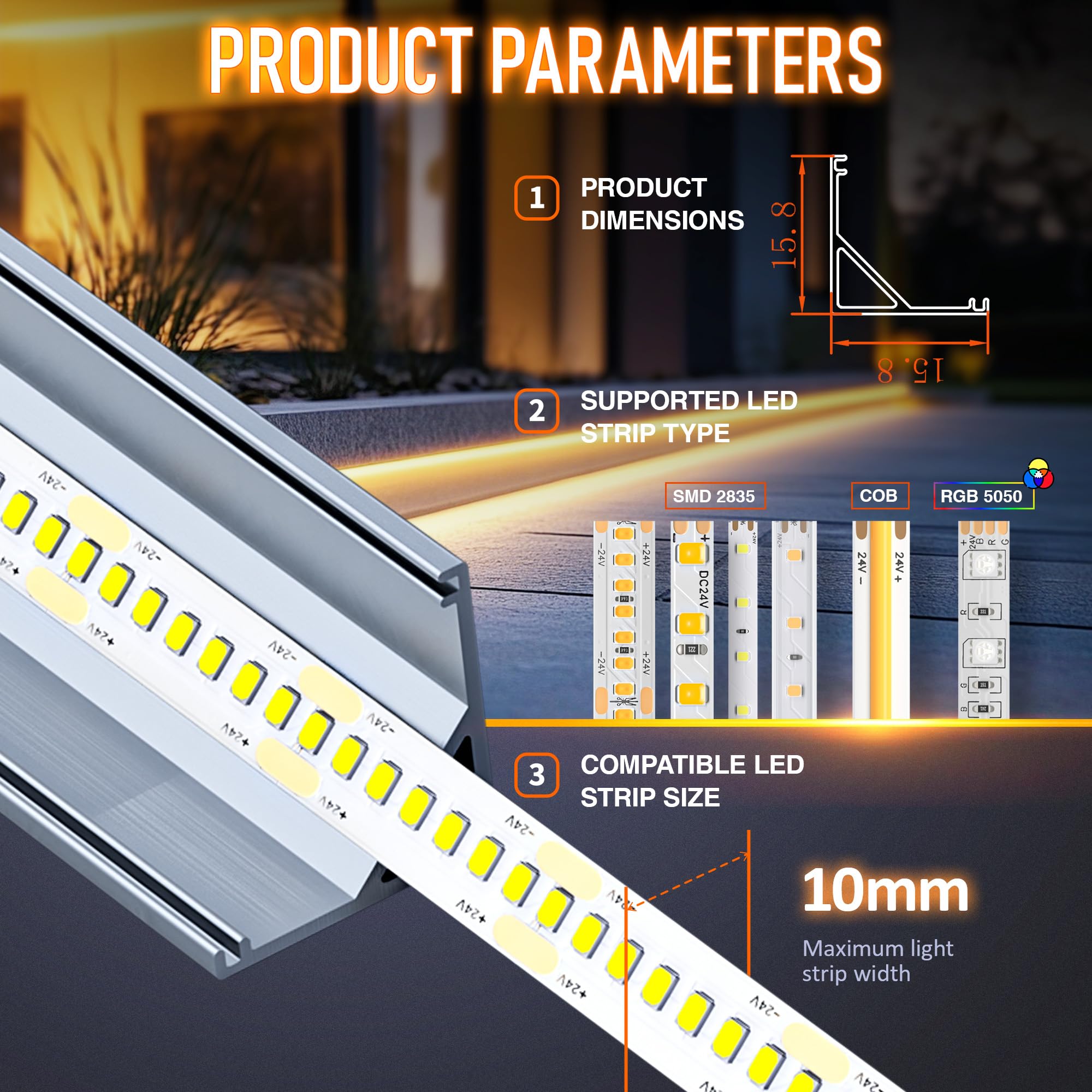 Profil aluminiowy LED, 2 m x 30 mm, profil aluminiowy do taśm LED/taśm, profil narożny 45 stopni, kanał, dyfuzor z mleczną białą pokrywą, zaślepki, klipsy montażowe, profil L z tworzywa