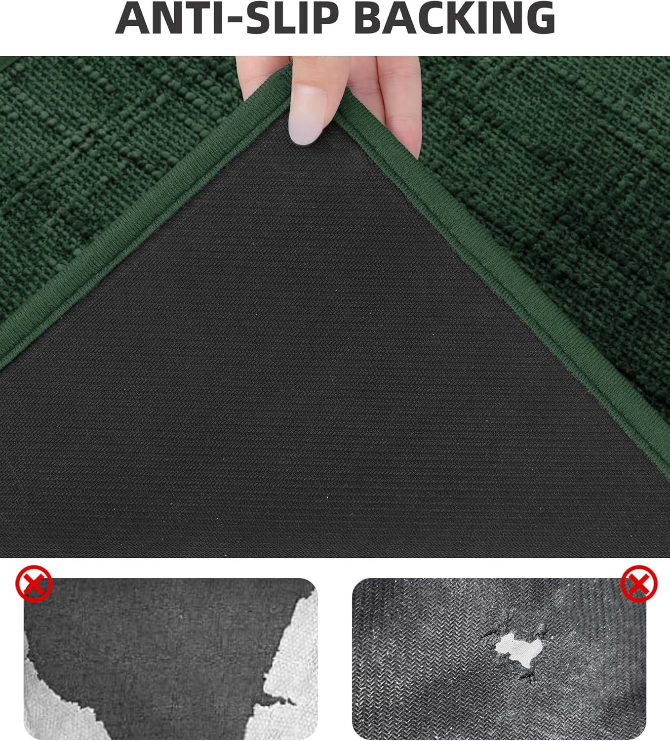 YIHOUSE Bathroom Rug Set 3 Piece Green, Non Slip Bath Mats Sets of 3 Quick Dry, Absorbent Washable Thin Bathroom Rugs Fit Under Door for Elder, Sink, Laundry - Image 4