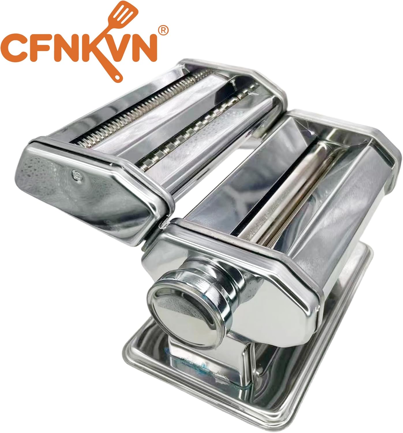 Pasta Maker Machine, Classic Style Italian Manual Pasta Maker with 3 Cutters for Spaghetti, Fettuccine, Lasagna,Heavy Duty Steel, Easy Lock Dial, Wood Handle & Brush