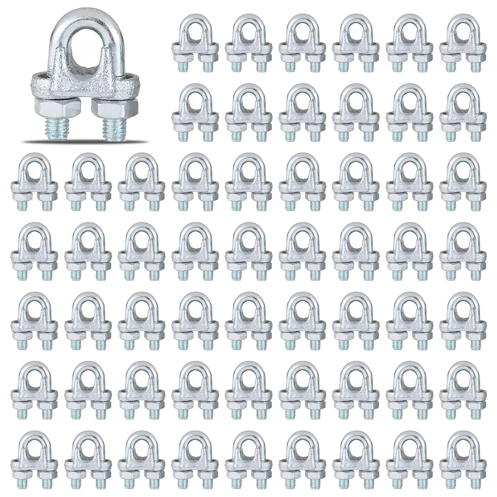 Photo 1 of 120PCS M5 Heavy Duty Wire Rope Clamps, 3/16-Inch Zinc Plated Wire Cable Clamps for Secure Connections – Boat, Tent, Clothesline, Rigging & More