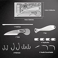 Vista 5 de Hukado Kit de 9 tarjetas de supervivencia multiherramienta para acampar con equipo de línea de pesca, cartera de tarjetas de crédito multiusos