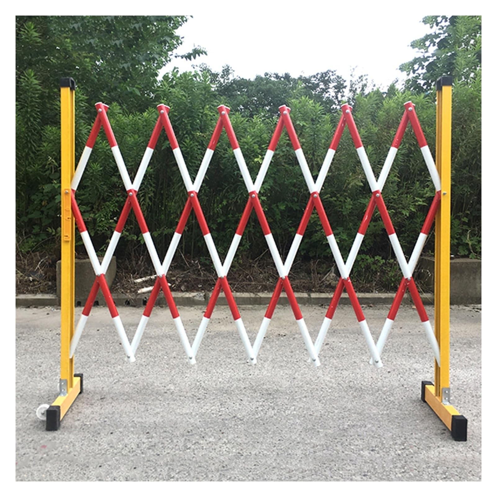 Barricada metálica Extensible, Barrera de tráfico retráctil, barandilla móvil Extensible, Barrera móvil para Garaje, Tienda y Calle, Rojo y Blanco, 1,2 x 8 m,Red+White-1.2x8m