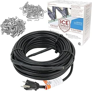 WarmlyYours Roof Snow De-Icing Heat Cable 100 ft., 5 Watts/ft. Heat Tape for Roof and Gutters, Ice Dam and Snow Damage Prevention System with Clips and Spacers (Ice Shield)