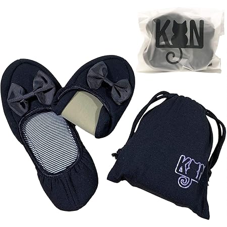 Amazon Co Jp Kon 携帯スリッパ レディース 折りたたみ 持ち運び 携帯用 黒 猫ロゴ袋 折り畳みスリッパ 折りたたみスリッパ 収納ポーチ付き シューズ バッグ