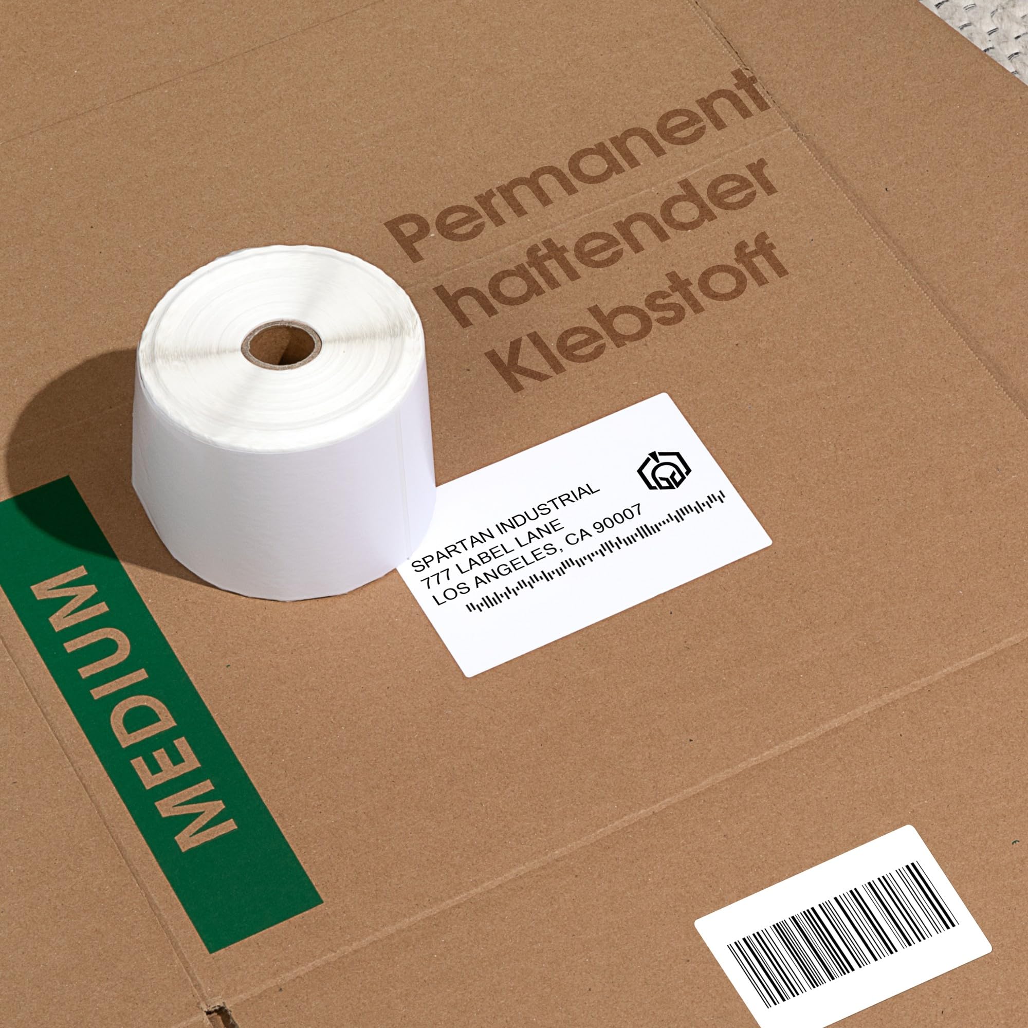 Spartan Industrial – Thermoetiketten 51 x 25 mm – 10 Rollen à 1.300 Etiketten – Perforierte Barcode- und Adressetiketten auf Rolle – Kompatibel mit Rollo und Zebra Desktop-Etikettendruckern