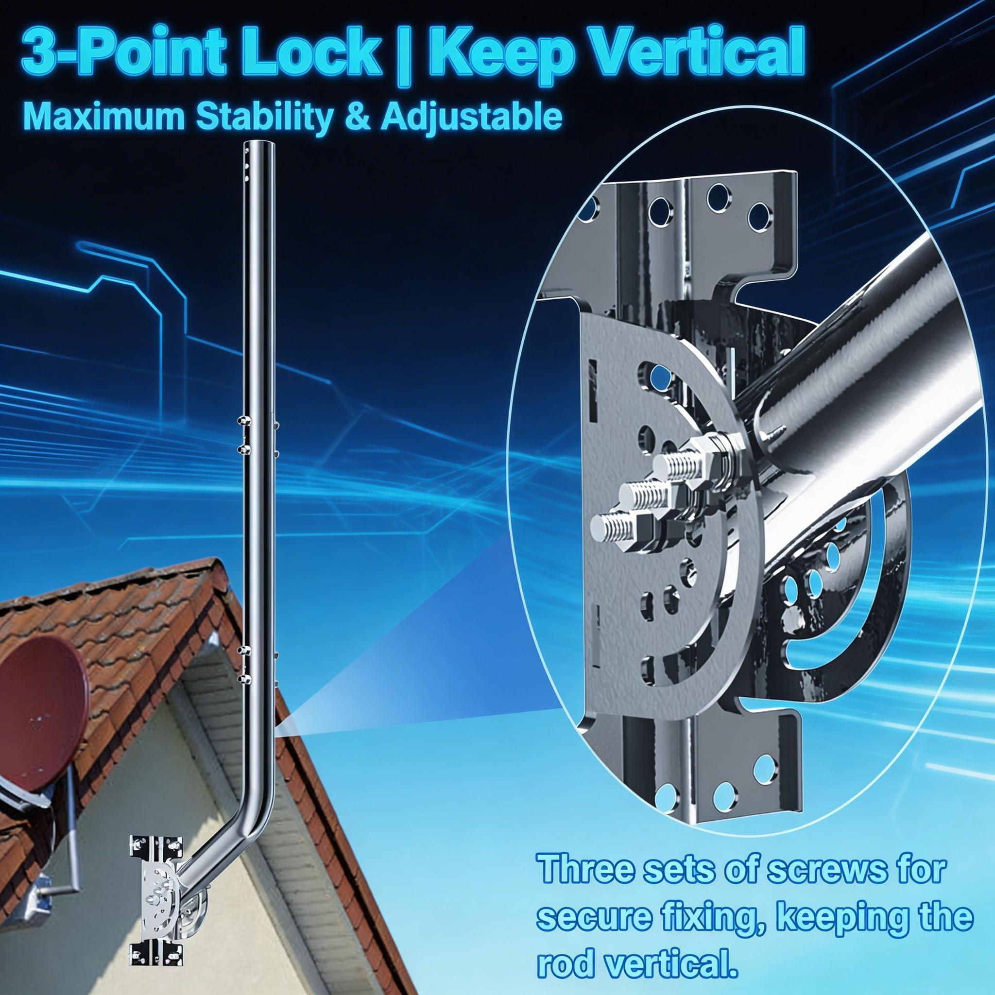 Support de montage universel avec 2 boucles, pont sans fil en métal massif pour intérieur et extérieur, point d'accès AP, client CPE CCTV/IP caméra de sécurité dôme PTZ