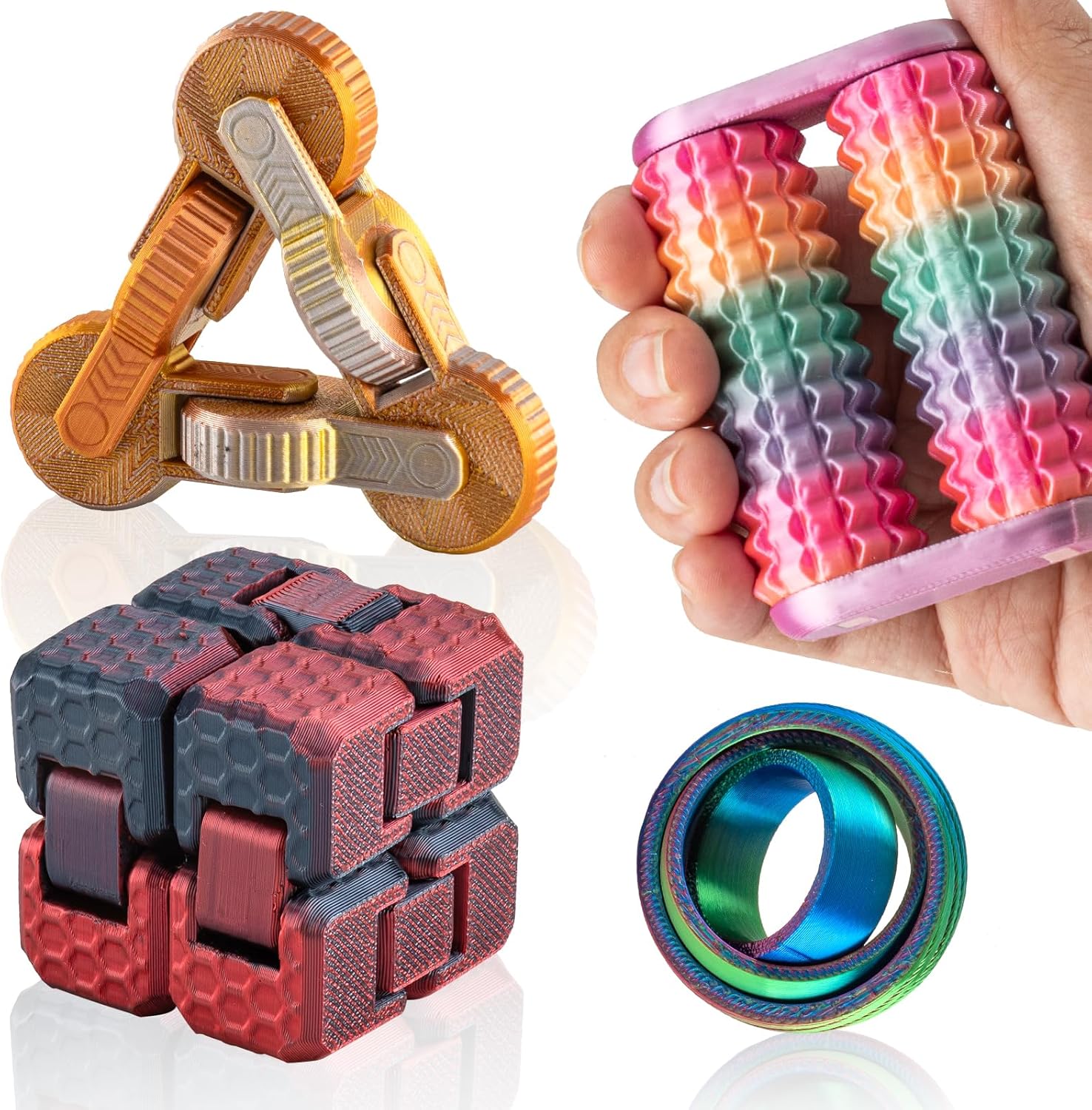 JOYBLI- Handheld Fidget Toy for Adults , 4PC Fidget Toys Set Fidgets for Classroom, Finger Spinners,Infinity Cube, Fidget Cube, Stress Relief Desk Cool Gadget for Kids Teen