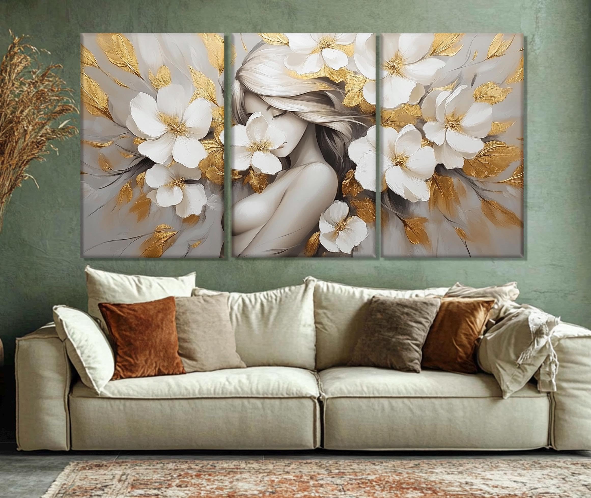 Peinture abstraite de fleur de magnolia affiche florale triptyque - 6