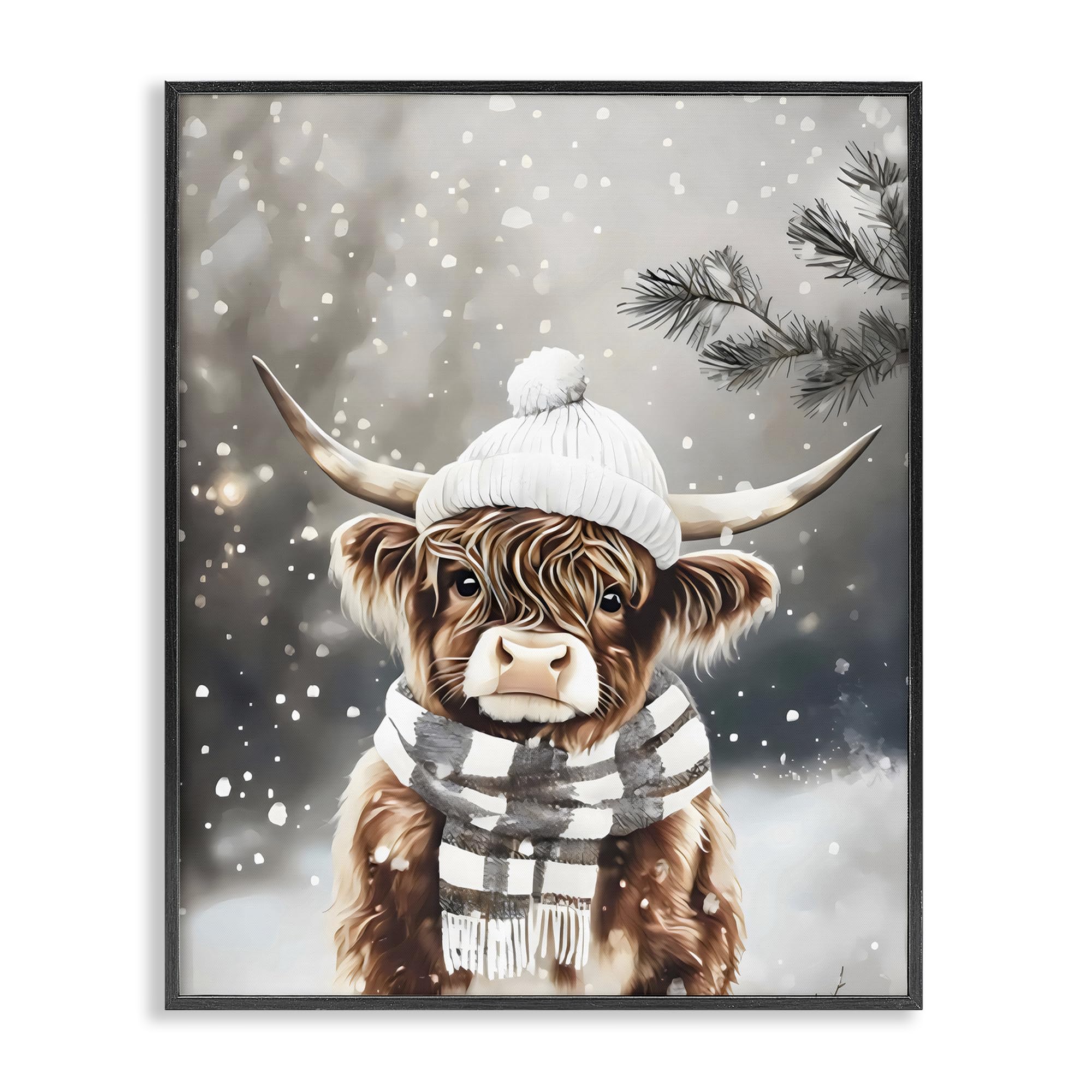Giclée Cozy Winter Highland Calf apportez de la tendresse à vos murs noirs