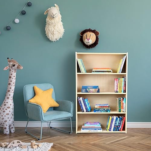 Miniatura 9 de Estantería de 3 estantes, estantería Montessori y unidad de almacenamiento en madera contrachapada de abedul, organizador de suministros de arte y