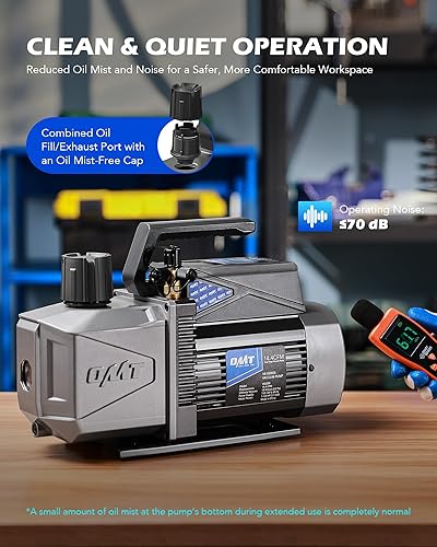 Miniatura 5 de Orion Motor Tech Bomba de vacío de 2 etapas de 14.4 cfm, bomba de vacío HVAC de paleta rotativa de 1.5 hp con vacío definitivo de 1.5 micrones,