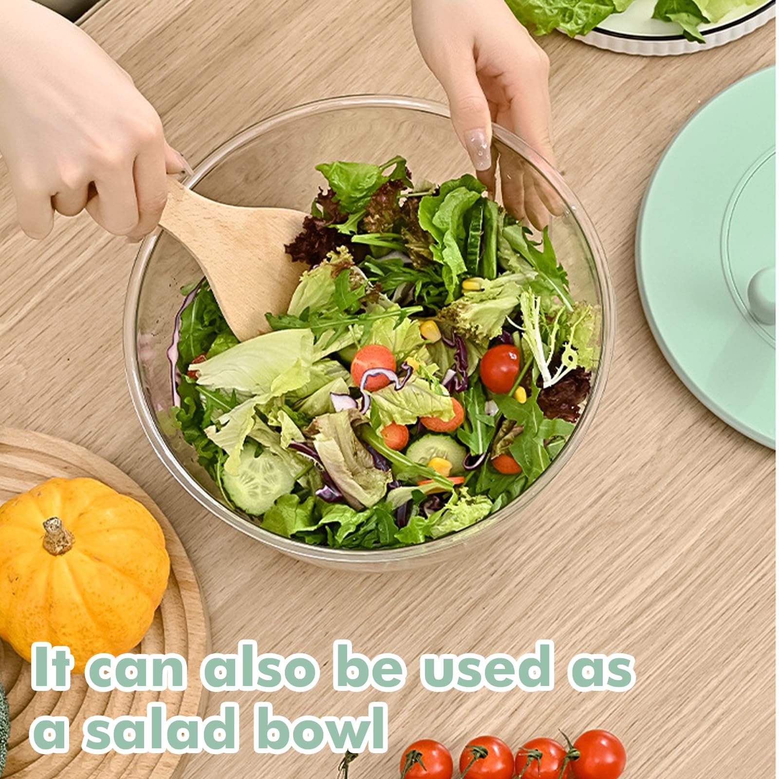 Centrifuga per insalata da 4 l con coperchio, con 6 lame e tagliere, ciotola multifunzione in PET con finestra di visualizzazione, ideale per lavare, asciugare e tagliare frutta e verdura