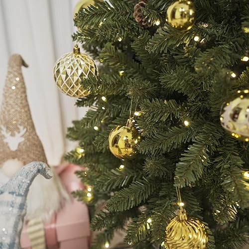 Miniatura 7 de Árbol de Navidad artificial preiluminado con soporte, luces multicolores, decorado para fiestas de vacaciones en el hogar, 5 pies