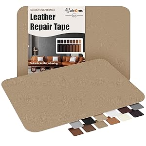 Cahomo Self-Adhesive Leather Repair Patches,8x11 inch Leather Tape for Couches,Vinyl Repair Kit for Furniture,Drivers Car Seats,Handbags,Jackets Dark Beige
