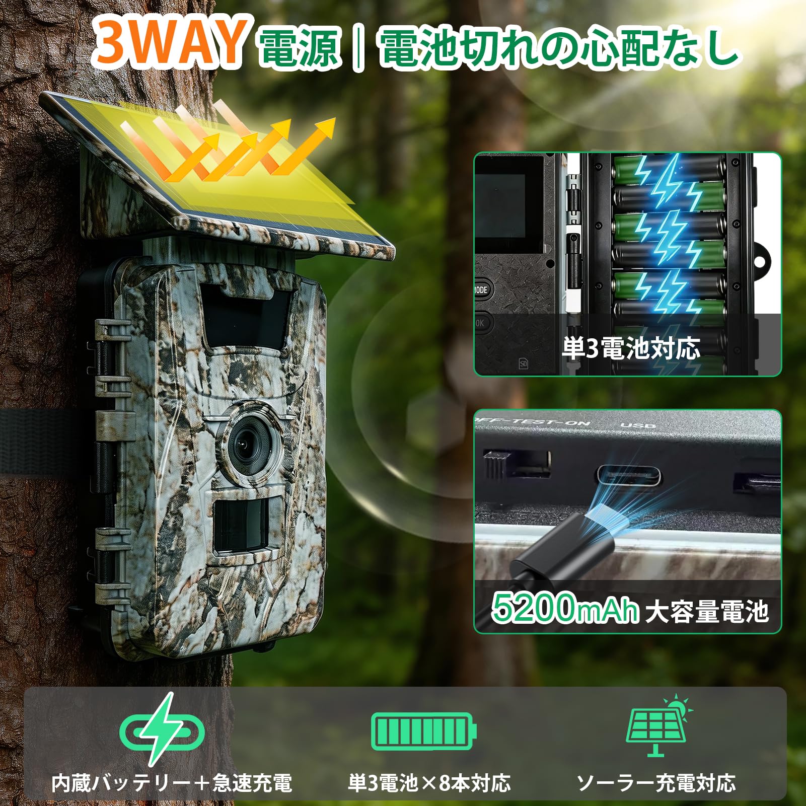 Amazon.co.jp: ZAIDER トレイルカメラ 防犯カメラ 屋外 小型 ソーラー