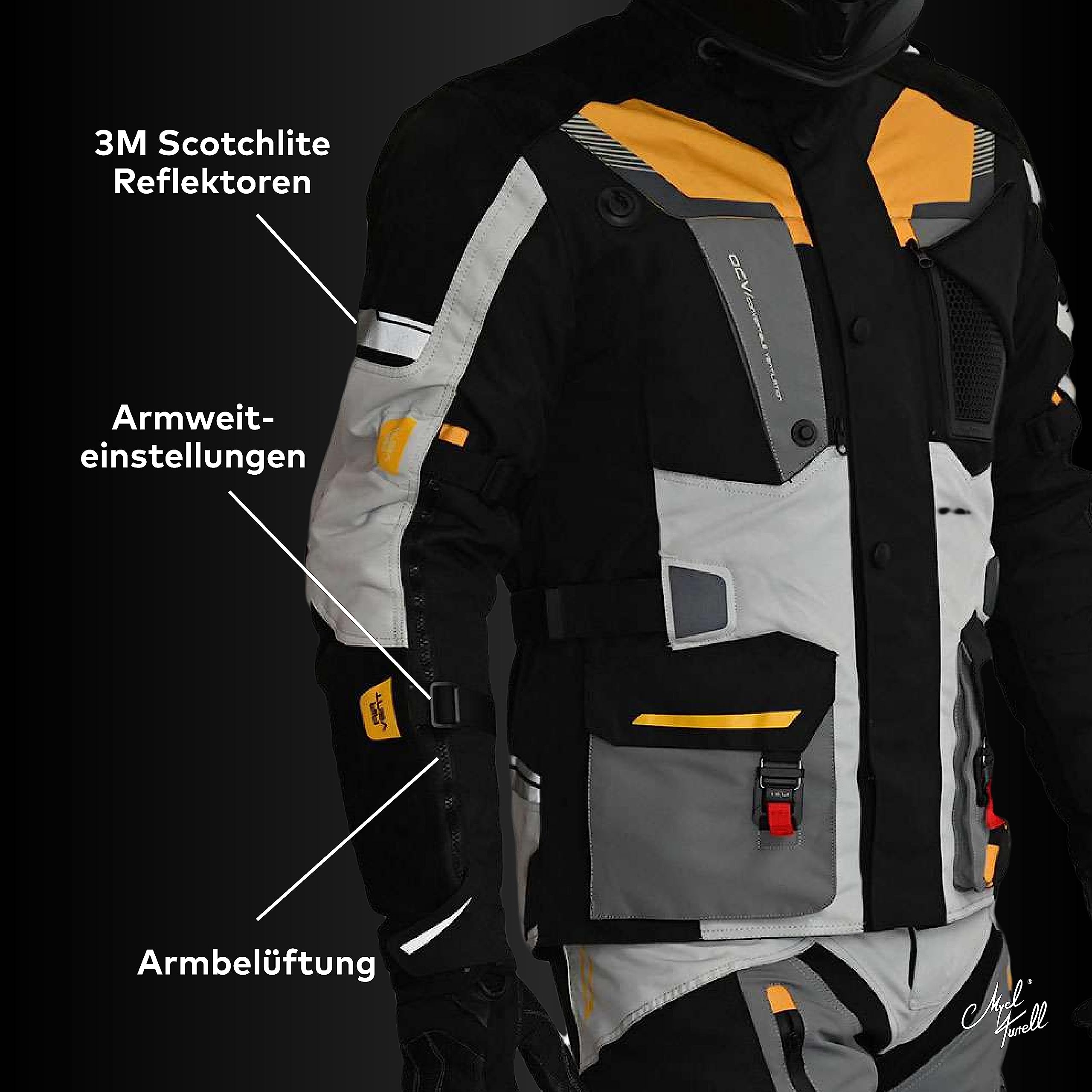 TransAlpin HighPro 2in1 Motorradjacke Herren mit Protektoren - All Season Motorrad Jacke - Fidlock Magnetverschluss - CE AA Sympatex wasserdicht - Sicher & Komfortabel