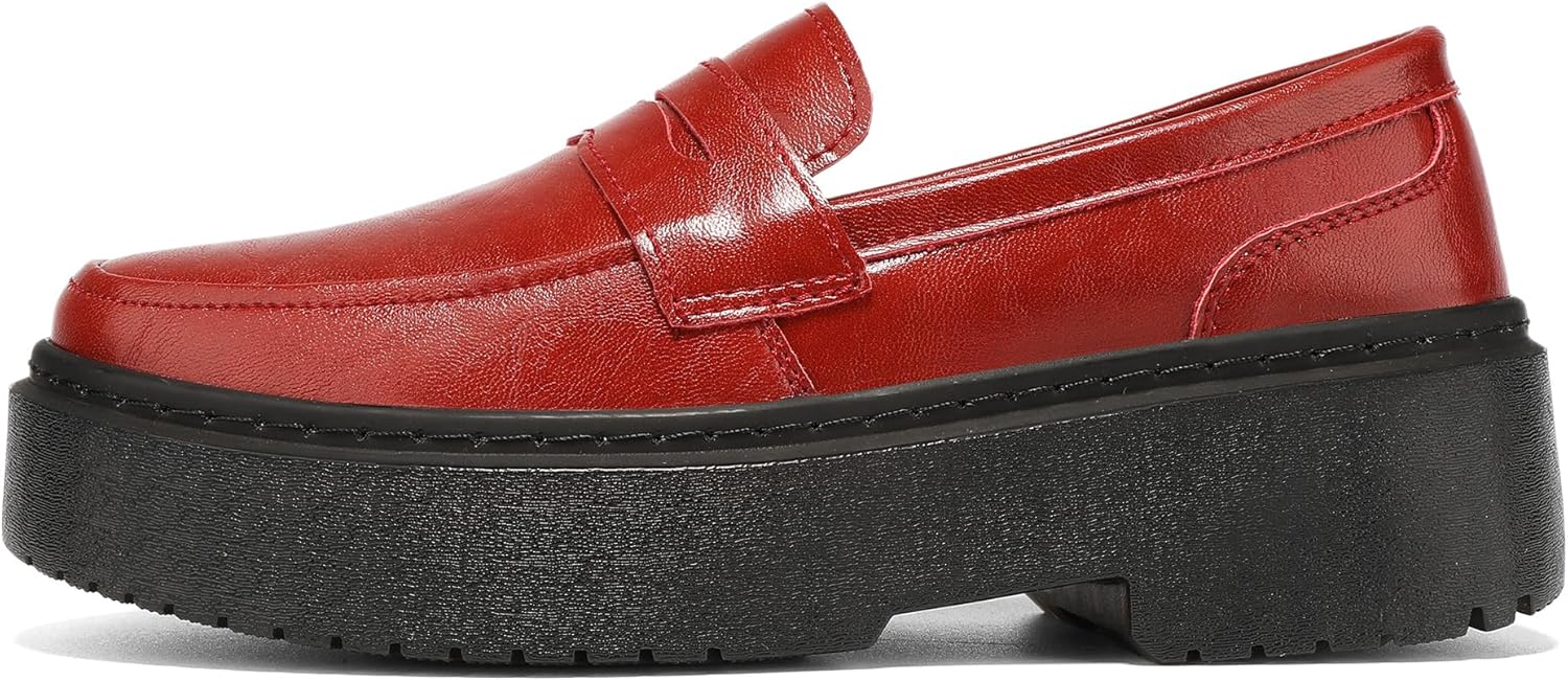BEAUSEEN Women's Platform Chunky Penny Loafers Comfortable Lug Sole Slip-On Business Work Casual Dressy Shoes - Image 3